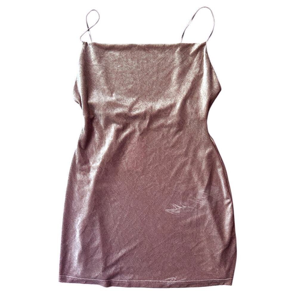 NWT Cotton Candy Spaghetti Strap Stretch Mauve Mini Dress Women's Large